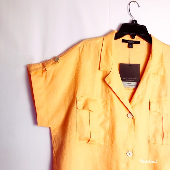Marc New York Linen Short Sleeve Orange Shirt. Size XL. Classy - Picture 3 of 8